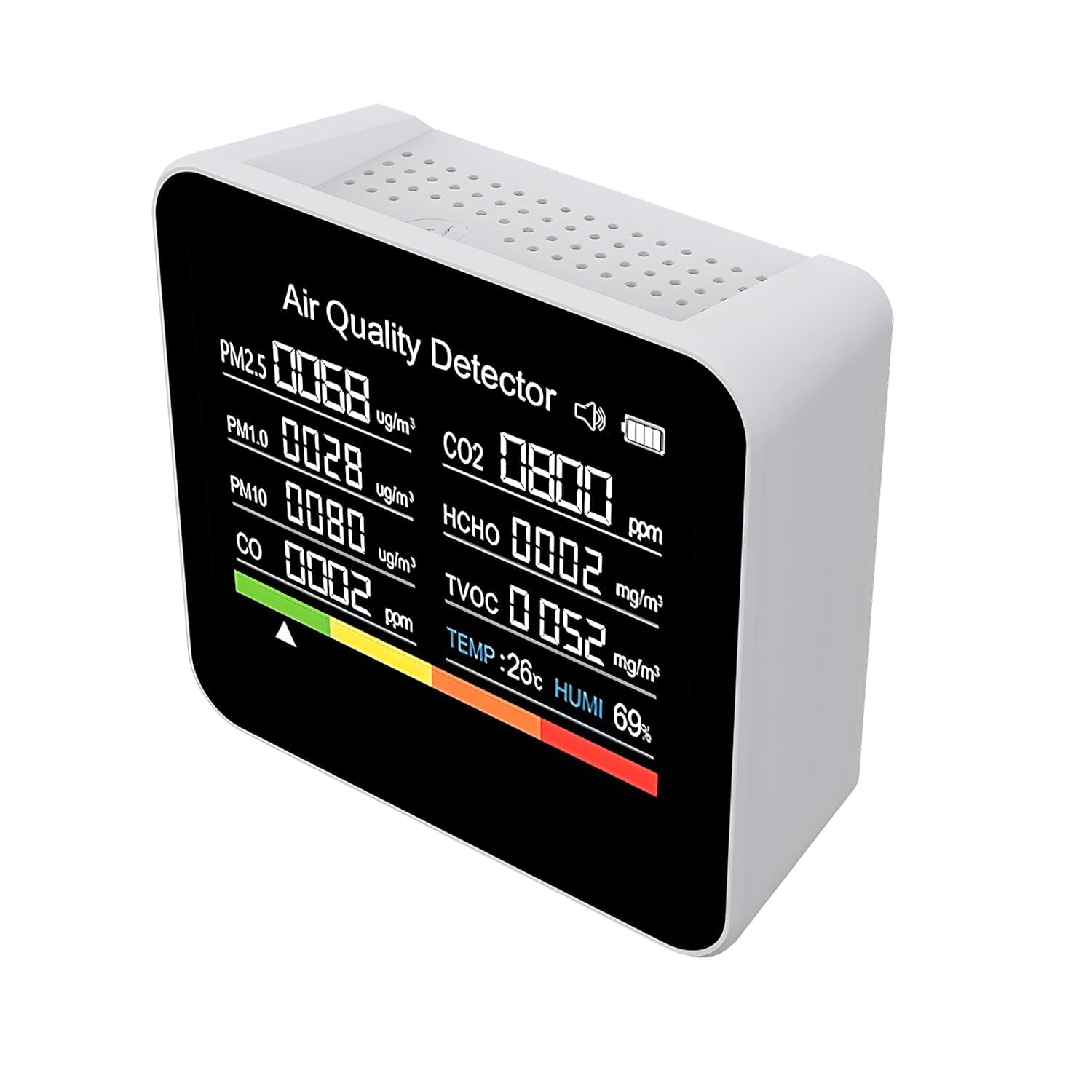 DeWire 9-in-1 Air Quality Detector with Color Display, Multifunctional CO2, CO, HCHO, TVOC, PM2.5, PM10, PM1.0 Monitor with Temperature and Humidity Sensors, USB-C Rechargeable Type-image-41