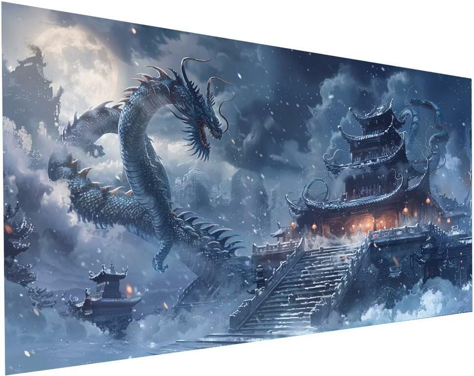 Broderie Diamant Dragon 90x180cm de Haute Qualité à Strass Brillants