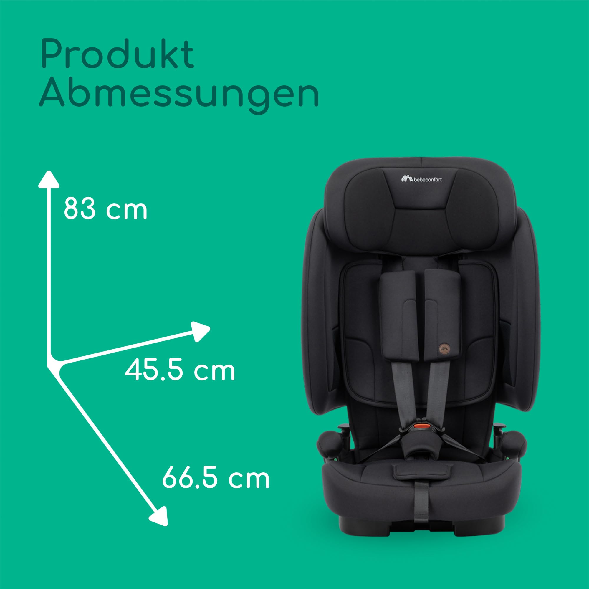 Bebeconfort Ever & Go i-Size Mitwachsender Kindersitz 9-36 kg 15 Mon. bis 12 J. 76-150 cm Klappbarer Kinderautositz Kompakt Leicht 6 kg Full Black