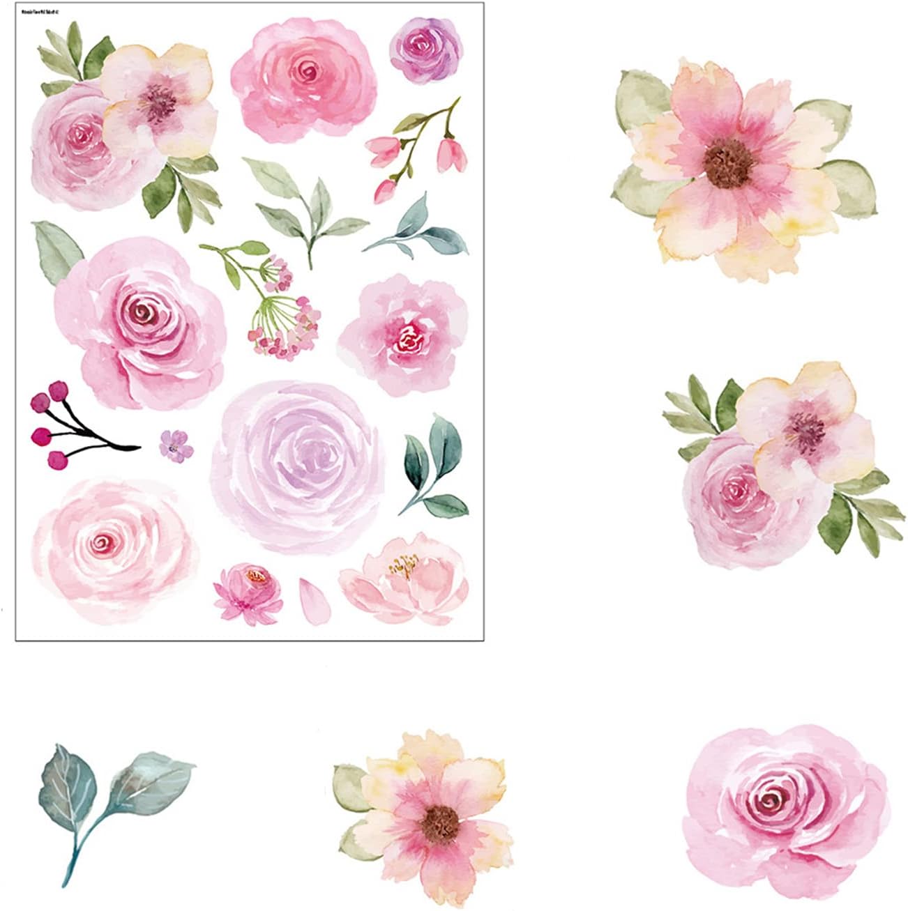 Payutou 8 Sheet 120Pcs Wall Stickers for Girls Bedroom Flower Wall