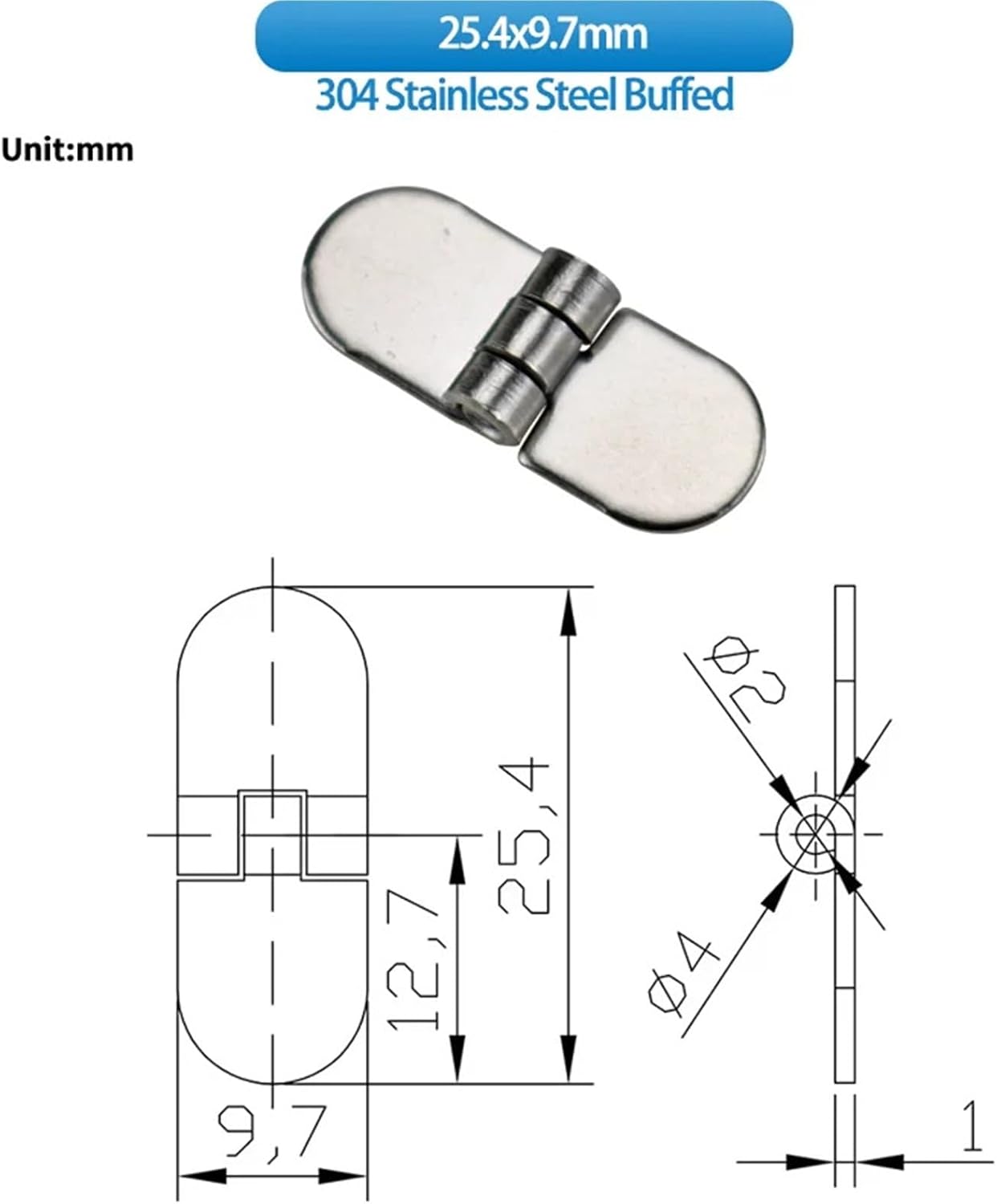 304 Stainless Steel Hardware Mini Hinge Small Cabinet Door Leaf Welding Folding Accessories 1Pcs