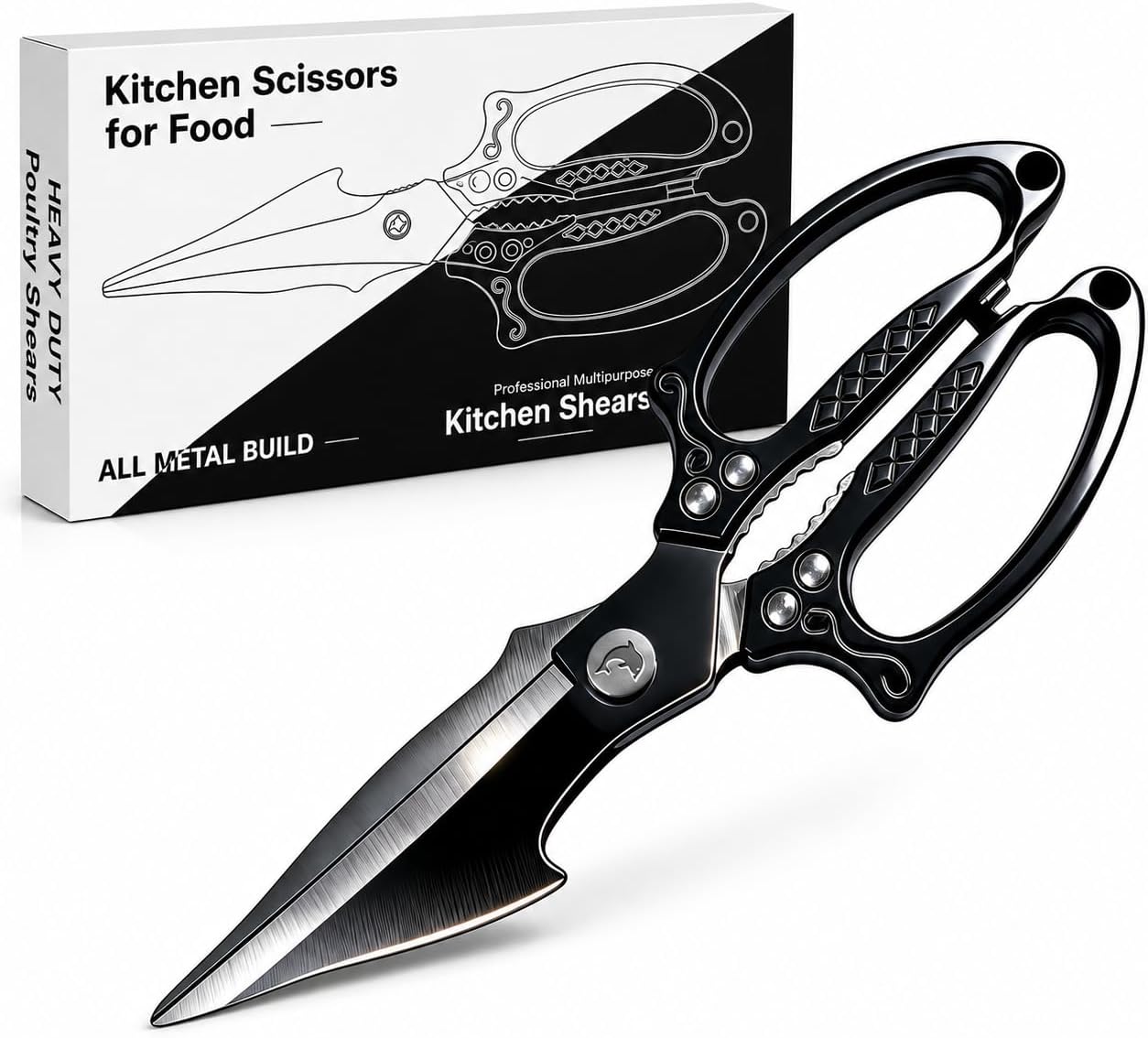 Titanium Kitchen Shears Heavy Duty Stainless Steel Multipurpose Scissors for Chicken, Meat, Poultry & Seafood, Premium Sharp Kitchen Food Scissors