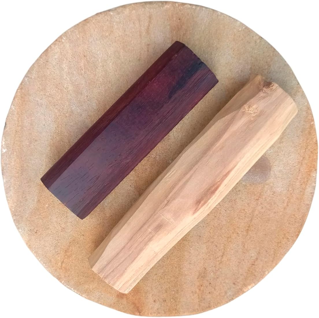 Top Trends® Natural Sandalwood Chandan Pata Board Sandalwood Rubbing Stone with Lal Chandan-Safed Chandan Stick for Pooja patha, Tilak Havan [1 Board with 2 Stick]