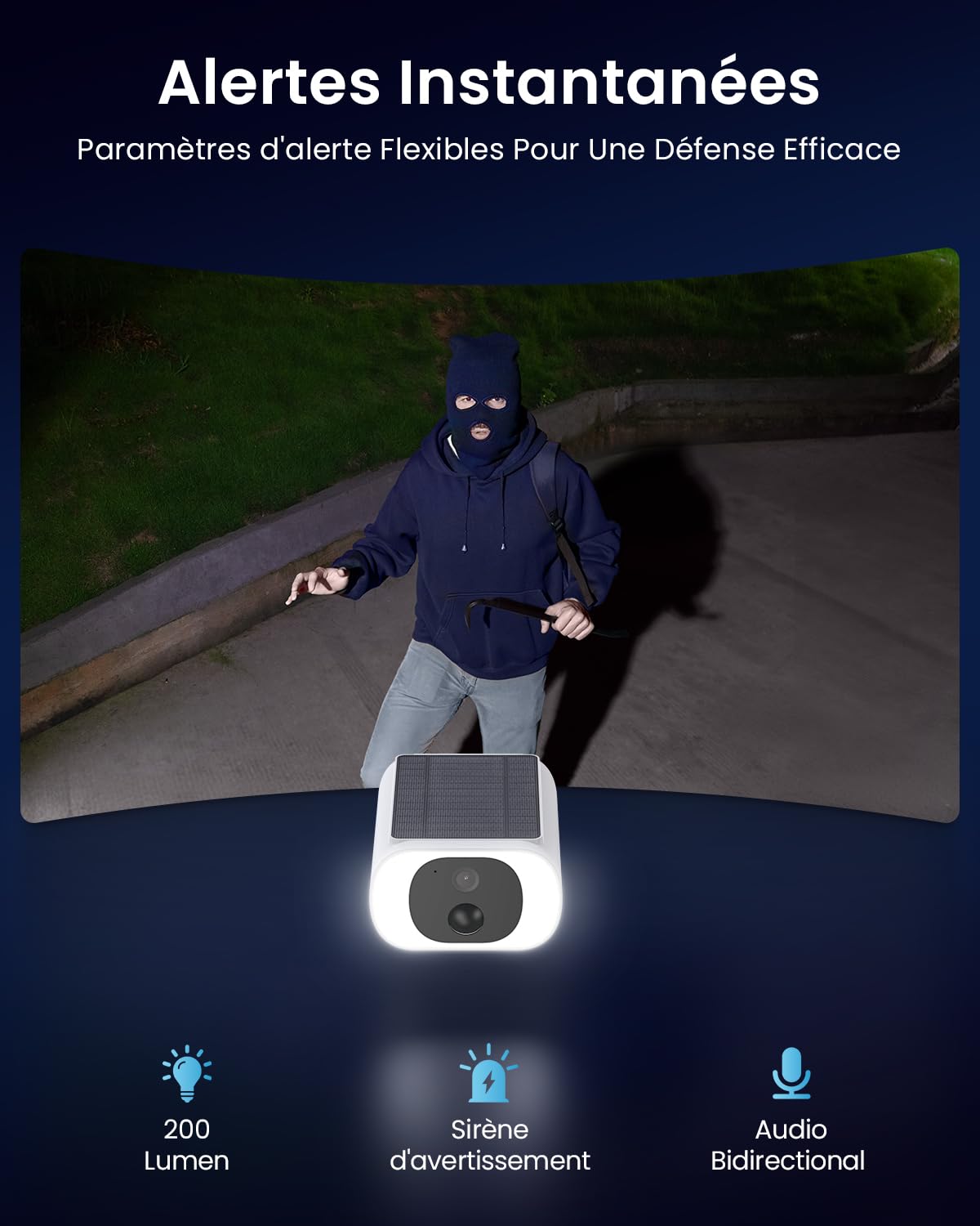 ieGeek Camera Surveillance WiFi Exterieure sans Fil Solaire - 2K Caméra avec Panneau Solaire Intégré, Batterie 5200mAh, Vision Nocturne Couleur, Détection IA, Alarme, Audio Bidirectionnel, IP66, S1