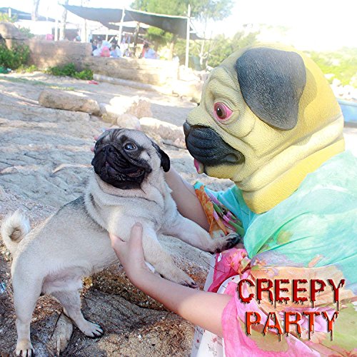 CreepyParty Halloween Kostüm Party Tierkopf Latex Maske Mop Hund Bulldogge Karneval Masken