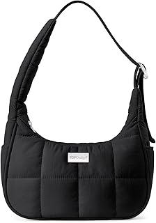 TOPDesign Quilted Puffer Shoulder Bag for Women, Trendy Lightweight Hobo Crescent Bag with Adjustable Strap