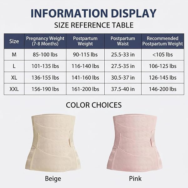 Faja Postparto para Mujer Ceinture ventrale post-partum avec section C 4 pièces Ceinture gainante pour l'accouchement vaginal et la récupération césarienne – Beige, 2XL - 1