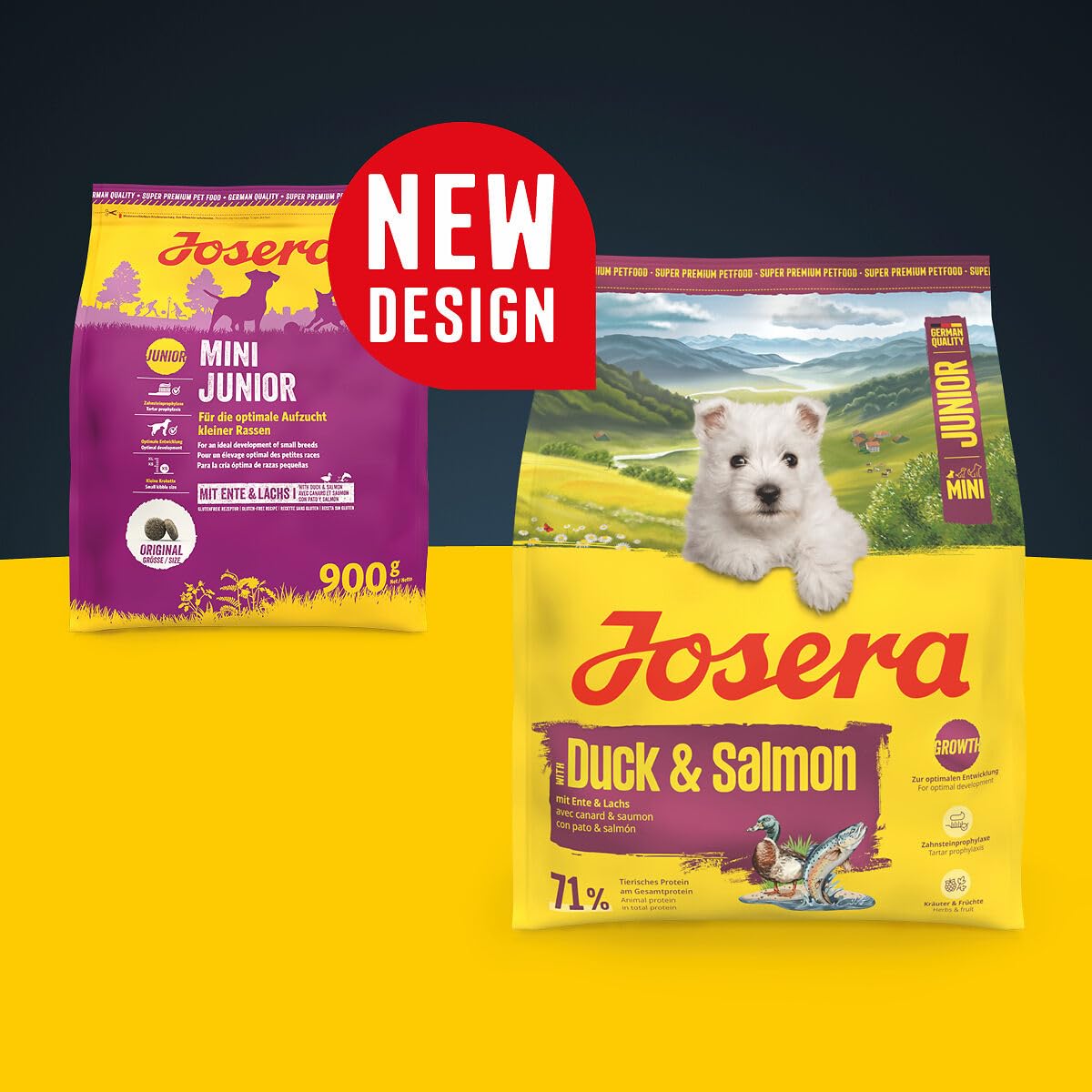 JOSERA Mini Junior kaczka i łosoś (1 x 10 kg) | sucha karma premium dla rosnących psów do 10 kg od 6. tygodnia | karma dla szczeniaków dla optymalnego rozwoju | małe krokiety | bezglutenowa | 1