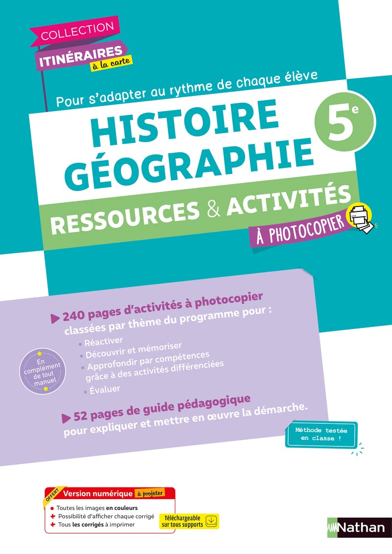 Histoire Géo 5e-Itinéraire-Fichier à photocopier -2022: Ressources & activités à photocopier