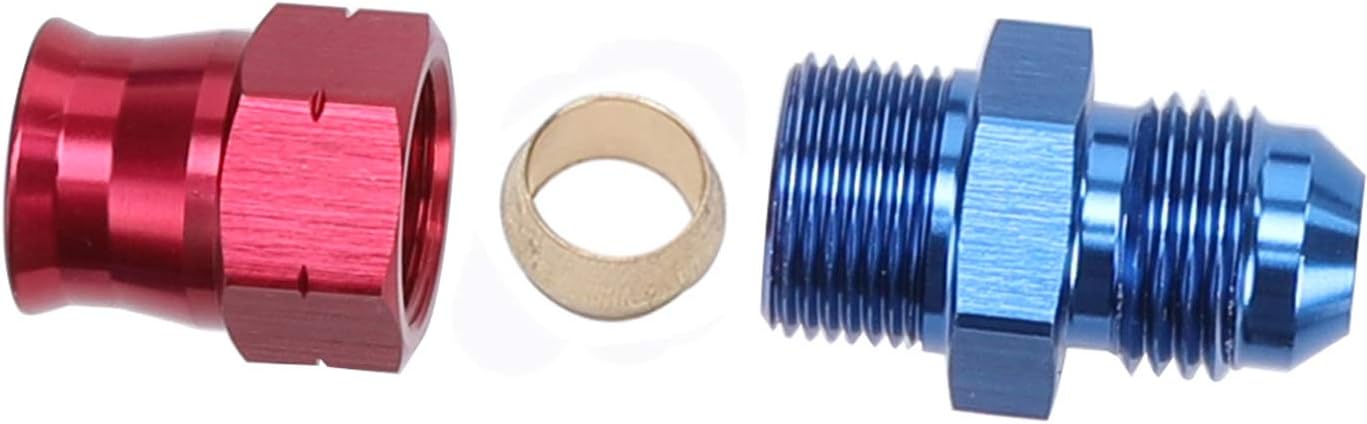 AC PERFORMANCE 3/8" Aluminum Fuel Line Hard Tube Red with 4PCS -6 AN Male to 3/8" Hardline Tube Fuel Fitting