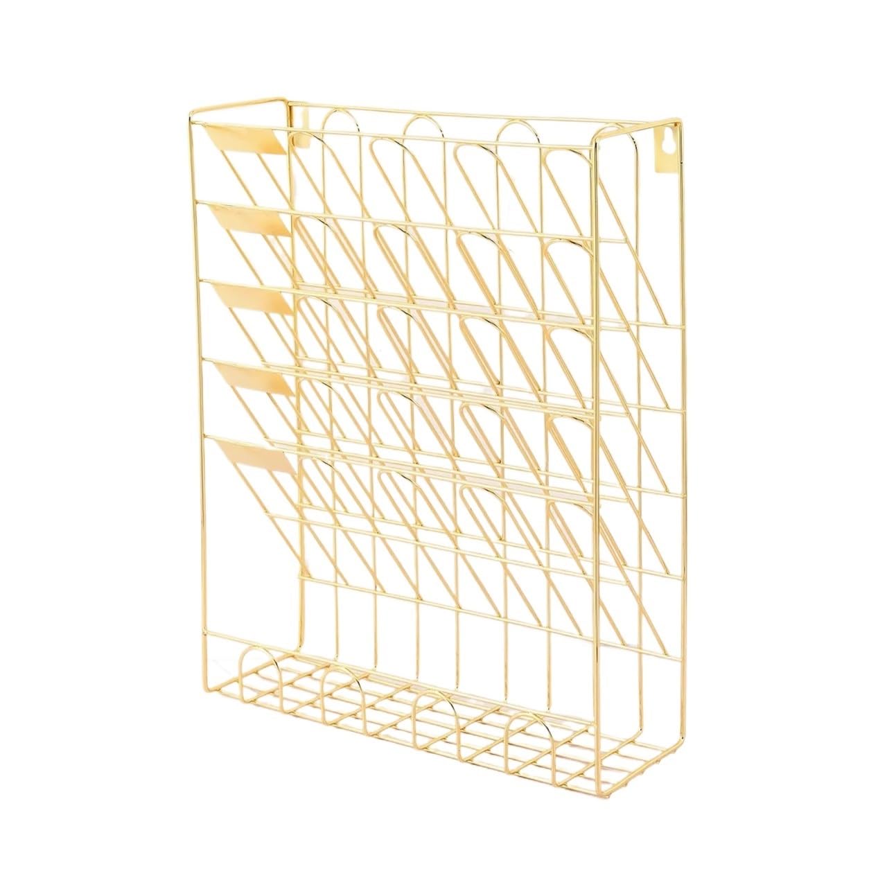 Wandordner Wall-Mounted Storage Rack Five-Story Metal Wall File Holder Newspaper Basket Paper Organizer Magazine Mail Rack Display(Gold)