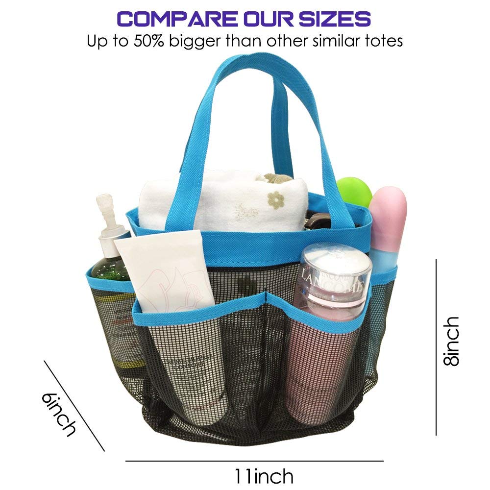 AADCART Mesh Shower Caddy Tote, Large Shower Caddy Basket Portable, Quick Dry Hanging Toiletry Bag, 8 Storage Pocket Handle Bath Organizer 3