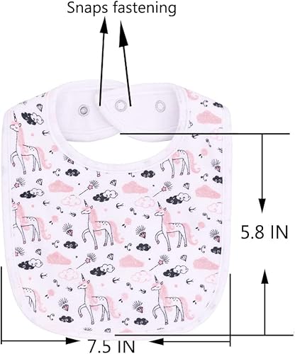 Miniatura 8 de Maiwa Baberos impermeables de tela de rizo para bebé con broches para recién nacido, baba y dentición para bebé