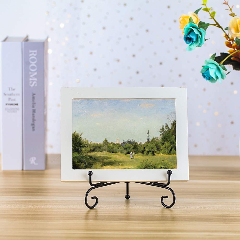 Tincogo Zilverkleurige metalen bordenstandaard, plaathouder, ijzer, schildersezel, display standaard voor schotels, borden, kunst, foto fotolijst (15 cm