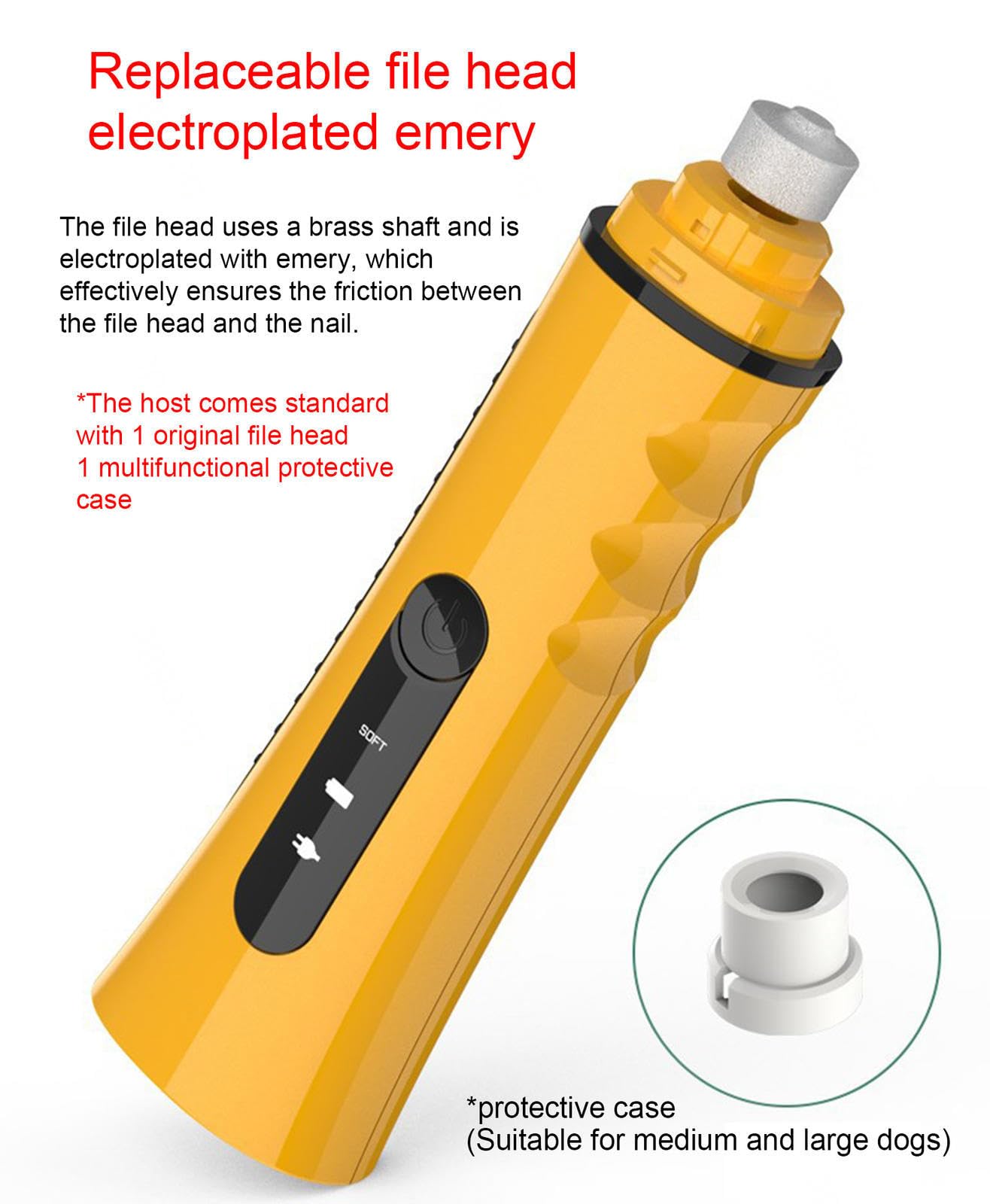 SilteD - Cortaúñas eléctrico para perros, silencioso, bajo ruido, cortaúñas para mascotas, con mango ergonómico para cachorros y perros pequeños, A