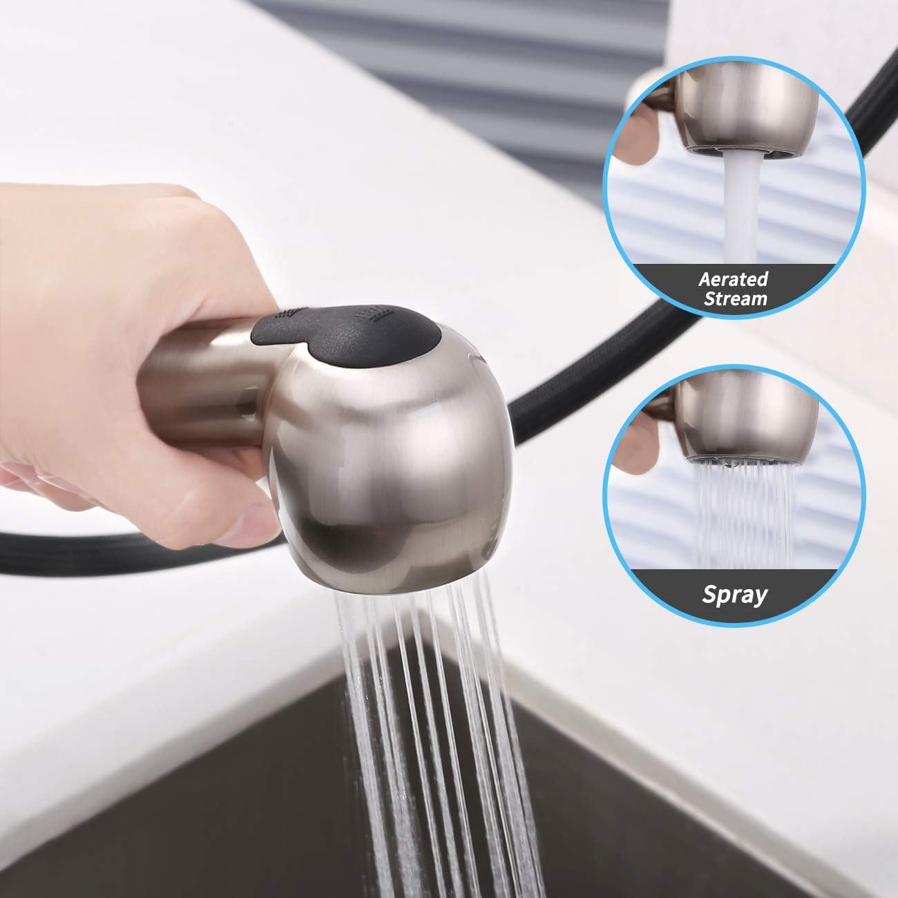 Faucet Head with Stream and Spray Modes