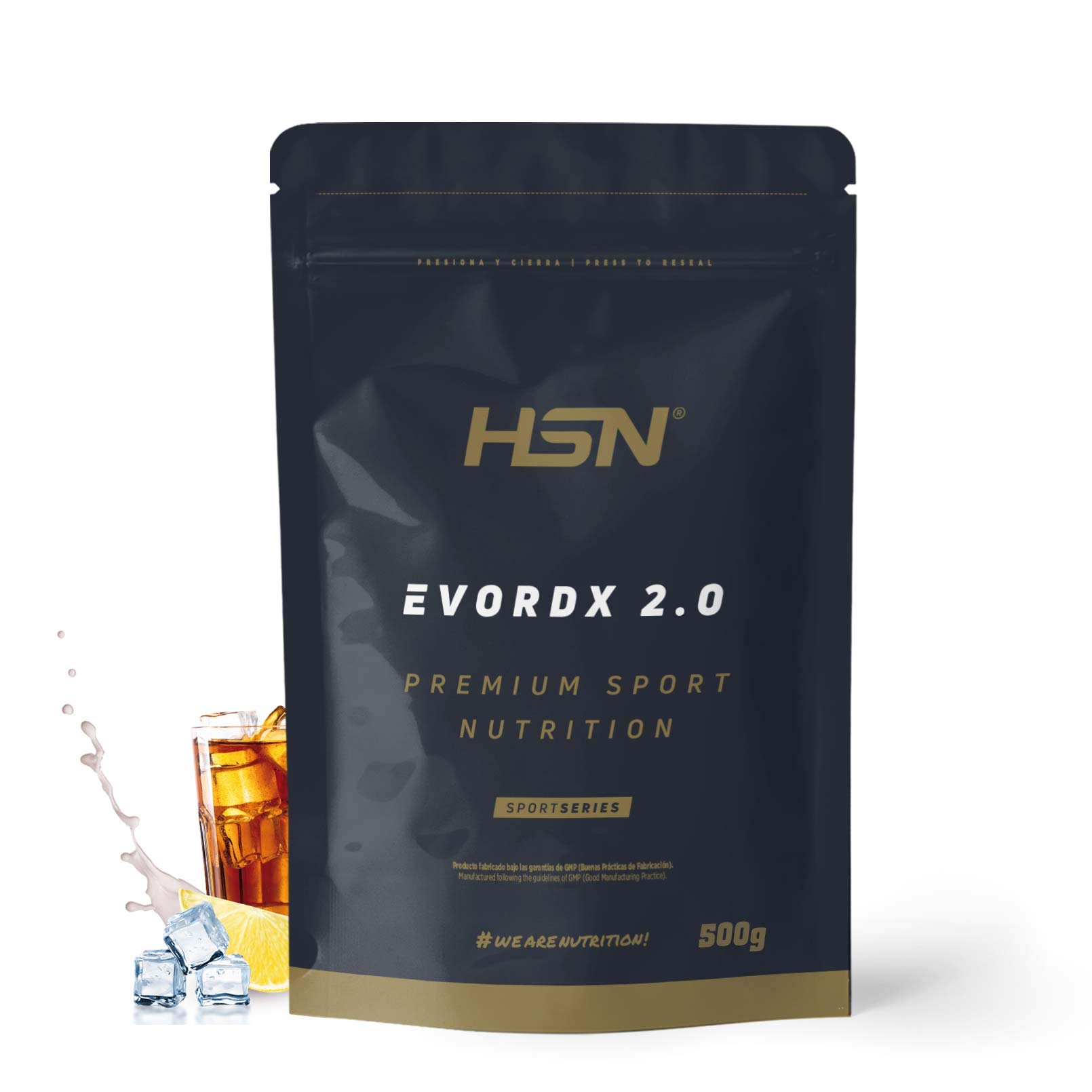 HSN Pre Entreno Evordx 2.0 (300mg de Cafeína) | Té Frío Limón 500g | Pre Workout 100% Vegano Sin Carbohidratos Sin Gluten | BCAAs, Creatina, L-citrulina, Arginina AKG, Extracto de Remolacha
