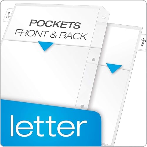 Miniatura 2 de Tops Cardinal Separadores de plástico con 5 pestañas y bolsillos, separadores de índice de polietileno para carpeta de 3 anillas, ideal para