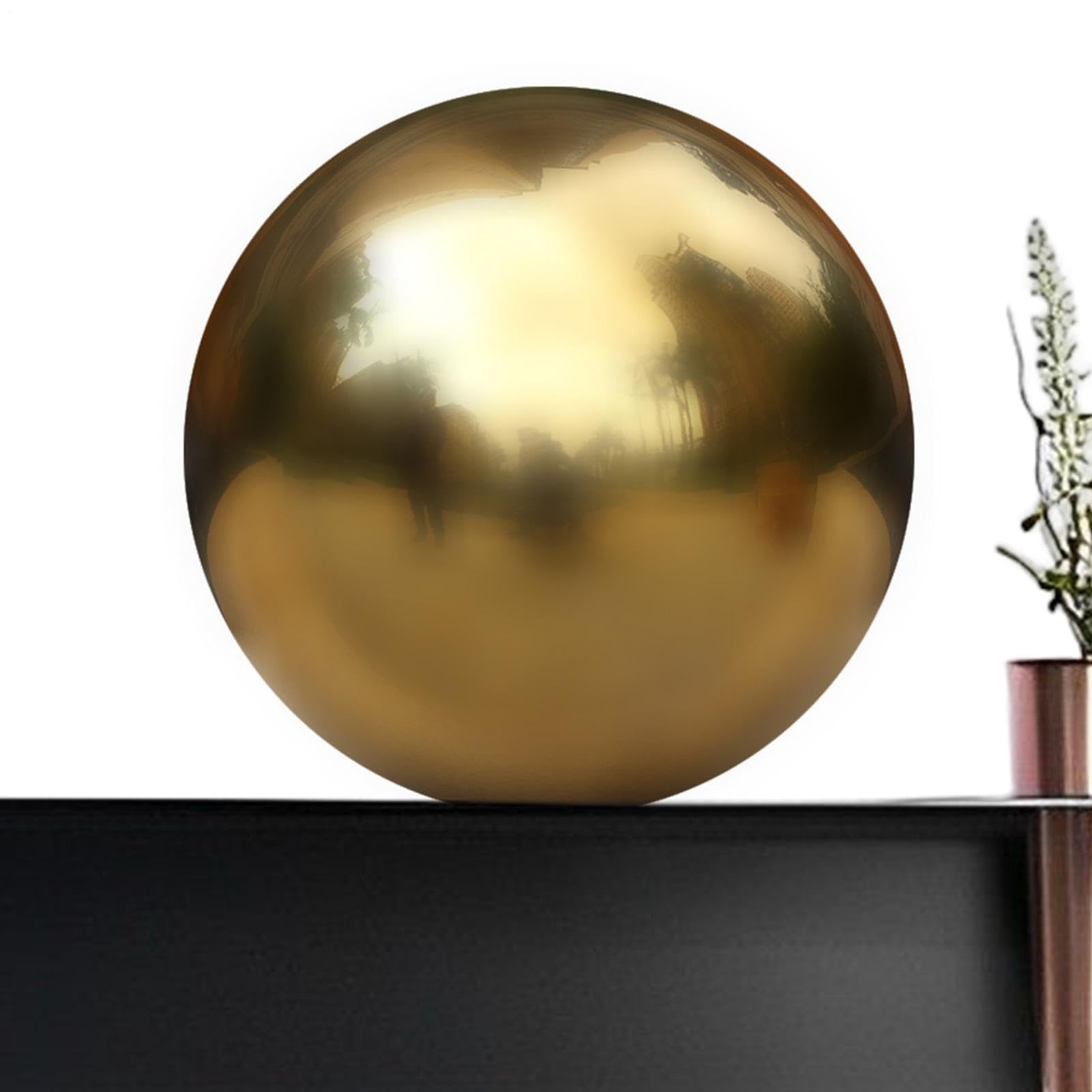 cava in acciaio 201 – senza saldatura Titanio Oro, decorazione lucidata | Palla da giardino riflettente per prato, stagno, cortile, terrazzo, ornamento lucido casa esterna