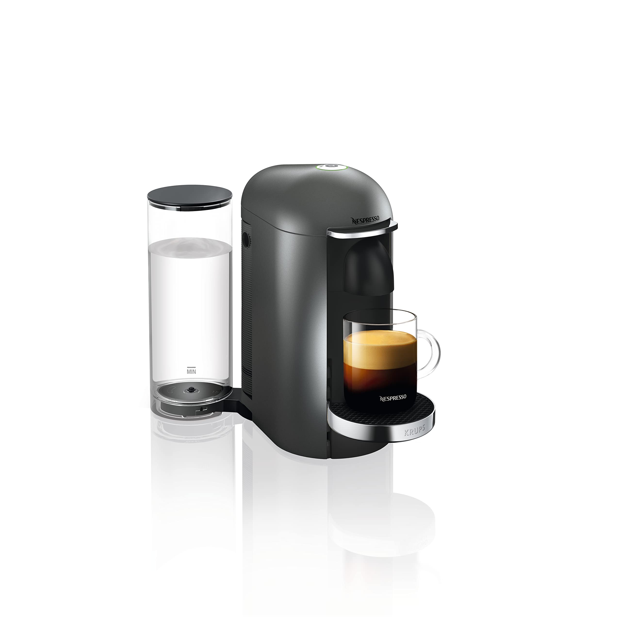 Krups Nespresso Vertuo Plus Machine à café Capacité du réservoir : 1,7 l Titanium/acier inoxydable.