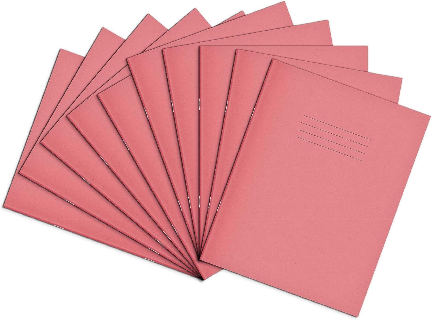 Rhino A5+ Exercise Books, 48-Page / 8mm Lined with Margin Paper Notebook, 100-Pack, 9 x 7 Writing Book, Office & School Stationery Supplies, Pink