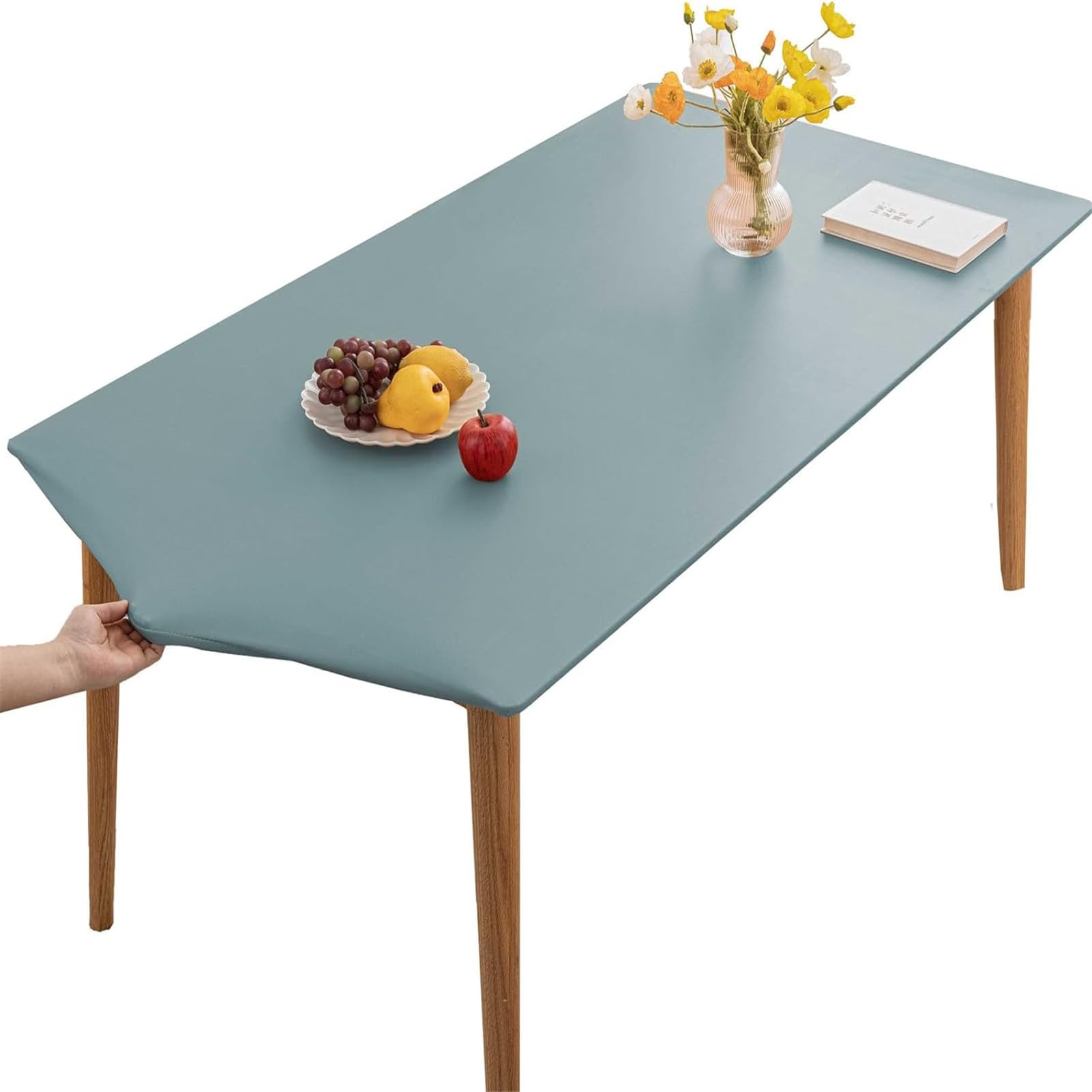 Tovaglia Impermeabile Rettangolare Con Bordo Elastico Dremisland - Vinile Con Flanella, Grigia, 183x152 Cm - Foto 11