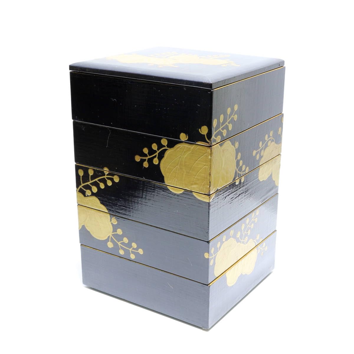 Amazon.co.jp: 五段重箱漆塗蒔絵漆器花草文二枚蓋漆工芸菓子器木製作家 
