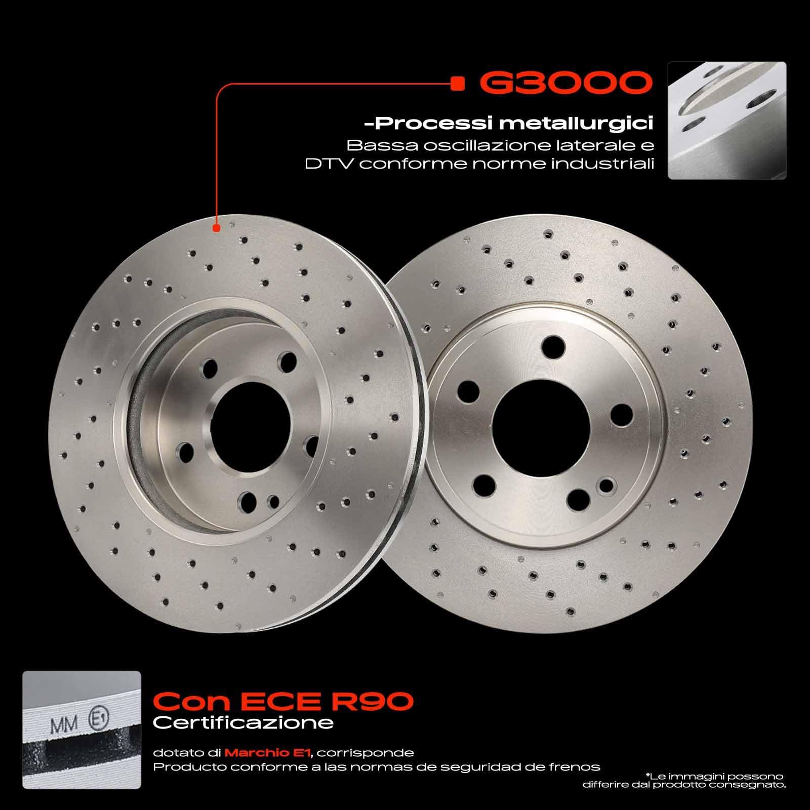Frankberg Set freni incl. 2x Dischi Freno + 4x Pastiglie dei Freni Anteriore Compatibile con B-Class W242 W246 GLClasse A X156 Classe A W176 Replace# 0084200620, 0064208520