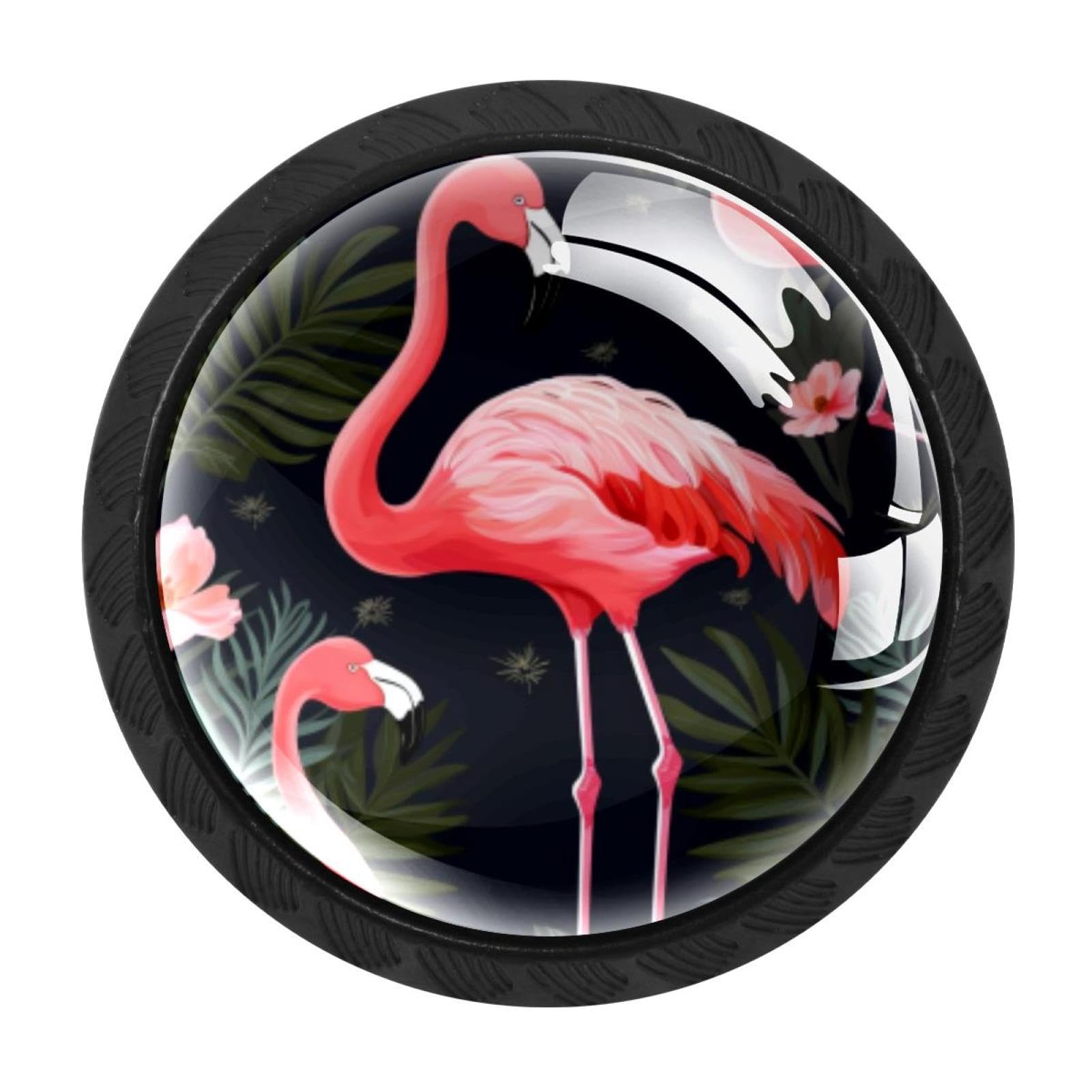 Chenzzzz Multicolored 20 Flamingo Rainforest Drawer Knobs 4 Pack Crystal Dresser Knobs 35Mm Glass Cabinet Knobs For Home Office Bathroom