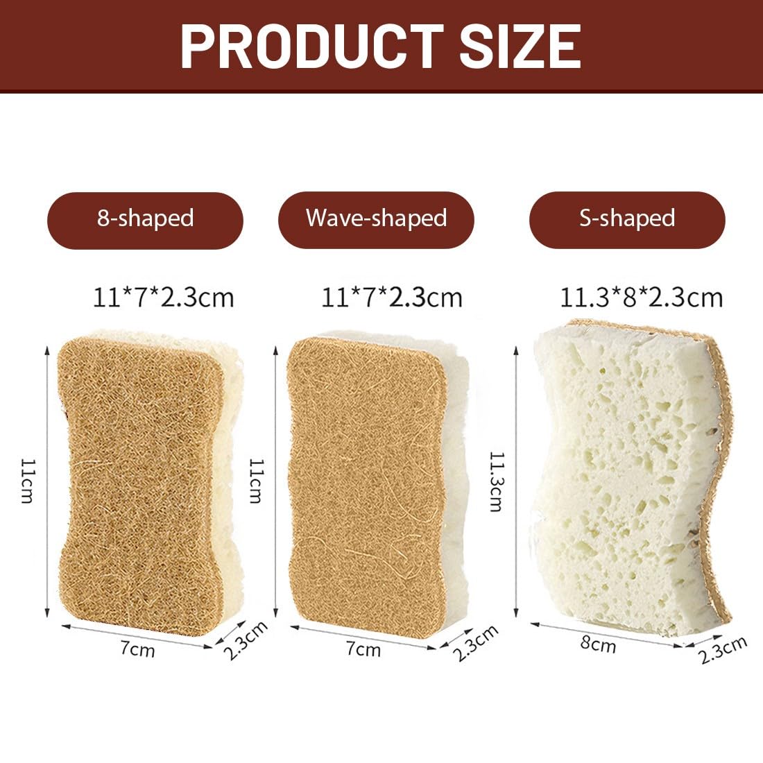 6 Piezas Esponja de Cocina Natural de Sisal Estropajo Cocina de Doble Cara Esponja para Lavar Platos Lavable y Ecológica para Menaje y Encimeras - 5