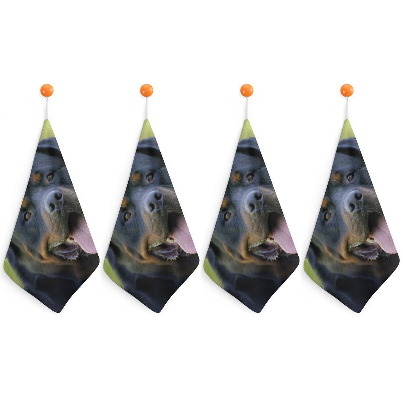 LEDFCVSU 4 Piece Hanging Hand Towels, Rottweiler Small Dry Hand Towel for Kitchen Bathroom