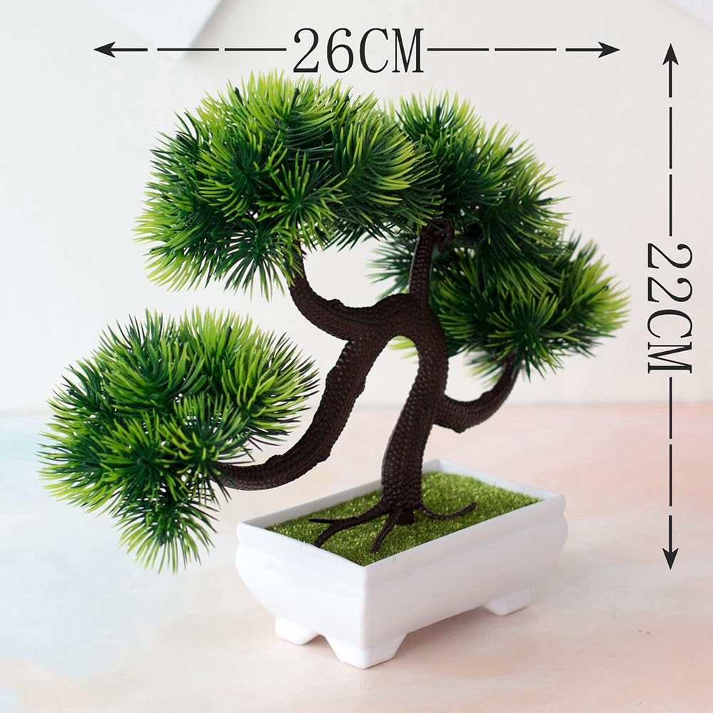 EasyByMall Pianta artificiale in vaso con muschio a quattro sfere, albero bonsai di seta realistico per decorazione domestica, scrivania da ufficio, oggetti di scena fotografici, disposizione di