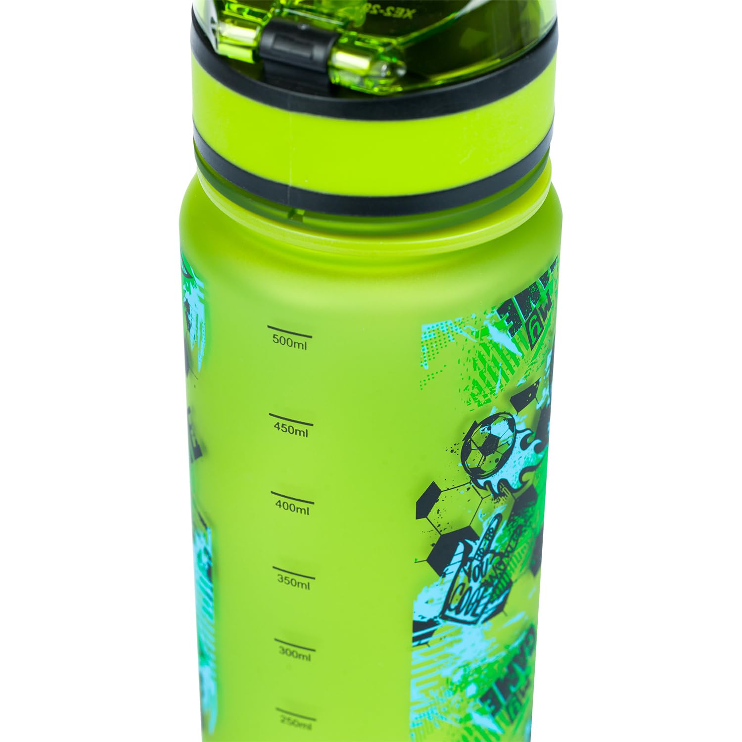 Baagl Kinder Trinkflasche Auslaufsicher Wasserflasche 500ml, Schule und Sport Flasche für Jungen Mädchen Tritan (Football Game)