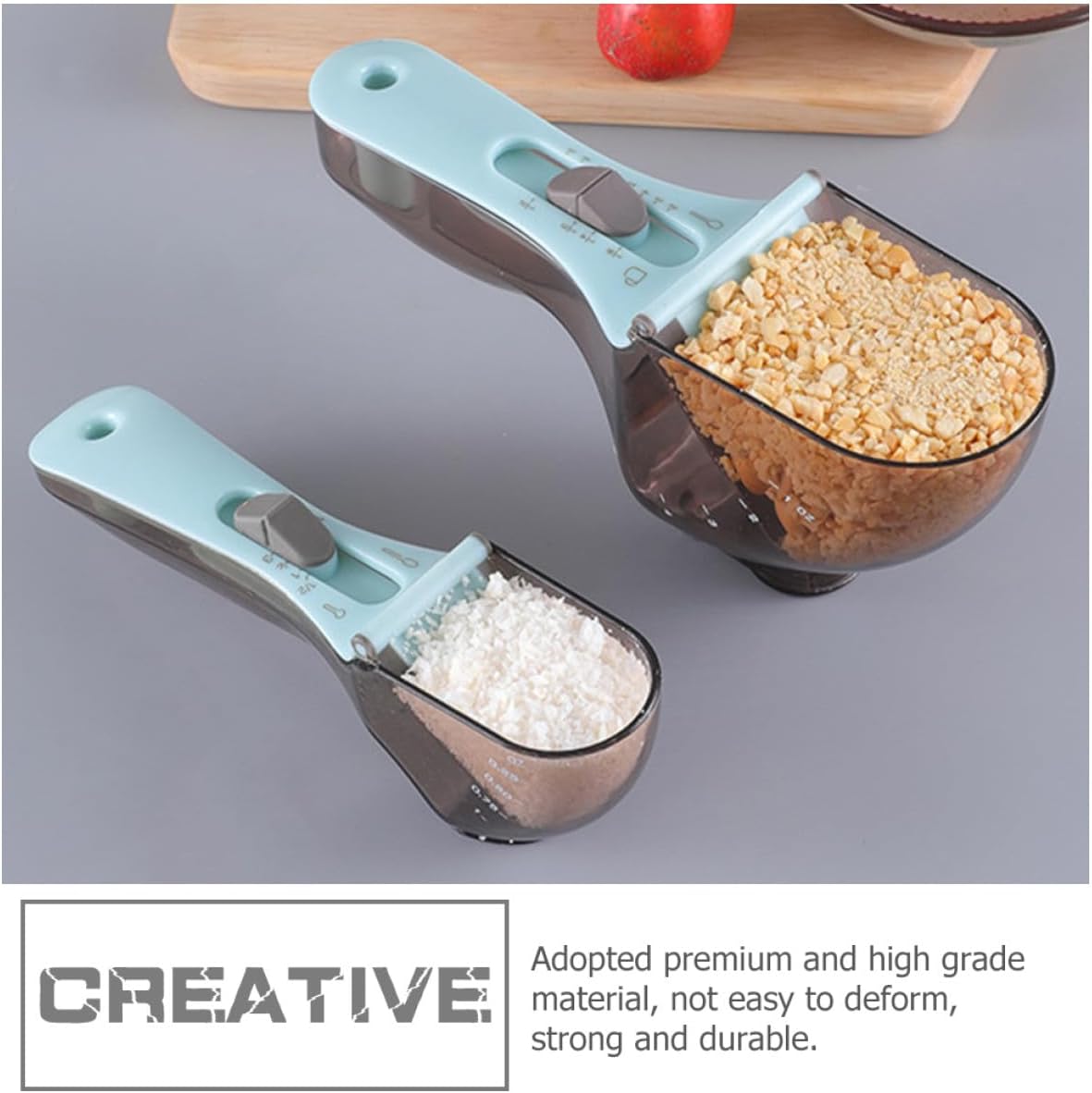 Luxshiny Adjustable Measuring Spoons and Cups Set, Multi-scale Milk Powder and Baking Ingredient Scoops, Portable Kitchen Measuring Tools for Coffee and Cooking, 2pcs Color Box Set image 4