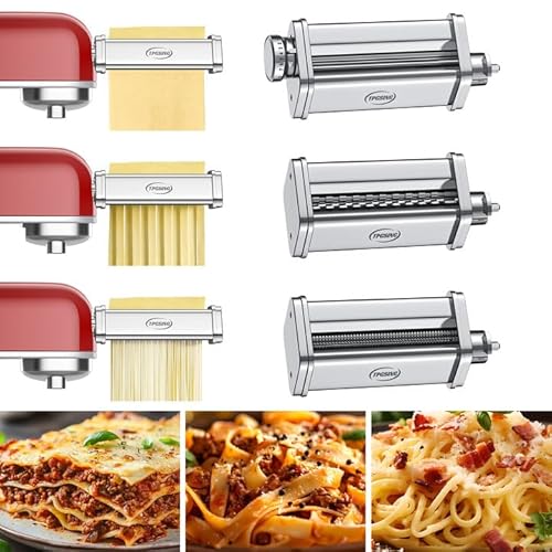 TPGSING Confezione da 3 accessori in acciaio inox per macchina per Kenwood pasta, comprensivo di taglierina per Kenwood accessori pasta fresca, rullo taglia lasagne e taglia spaghetti