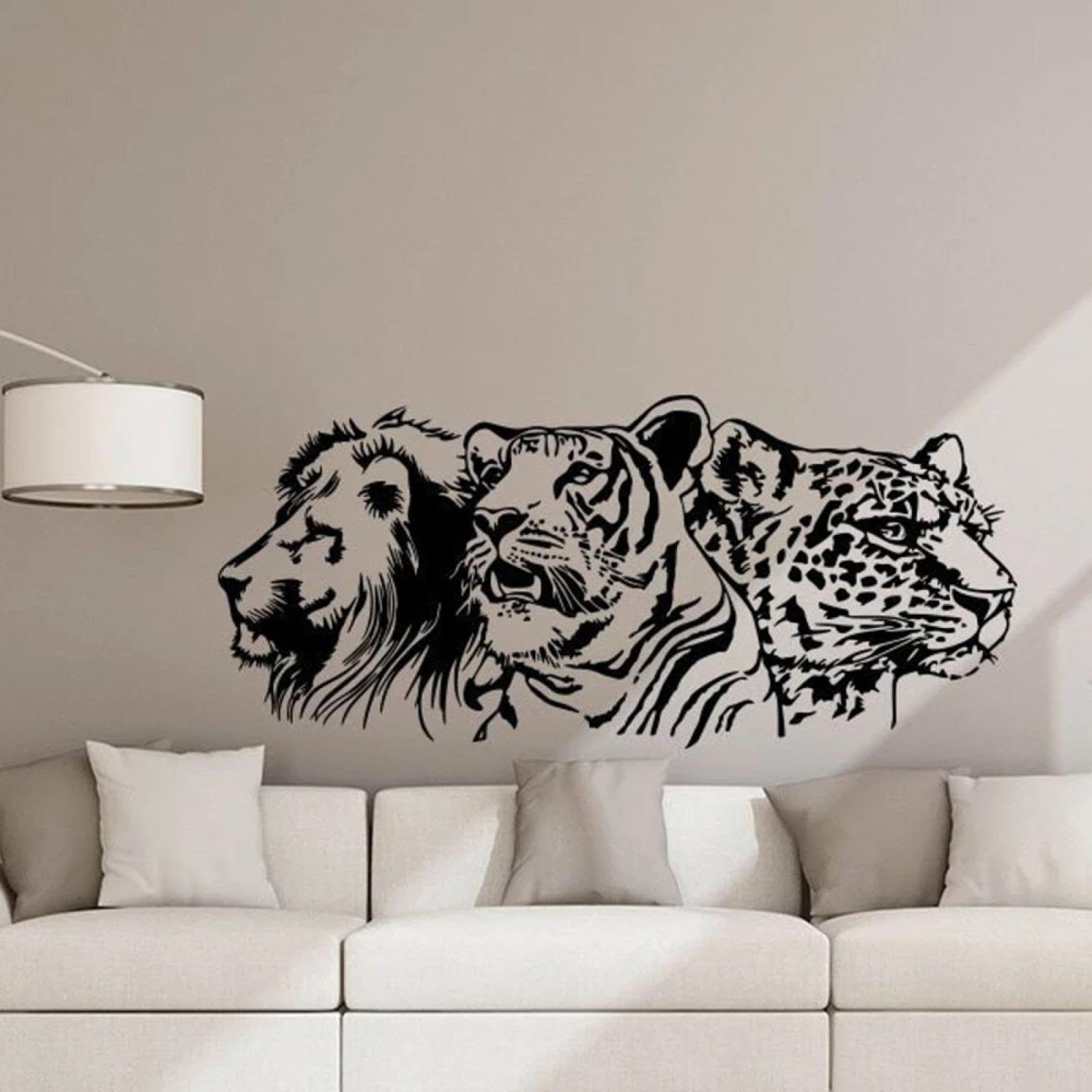 YOUOUSI African Zoo wall Stickers Featuring Lions, Tigers, and Leopards for use in Family Nurseries, Children's Rooms, and playrooms.
