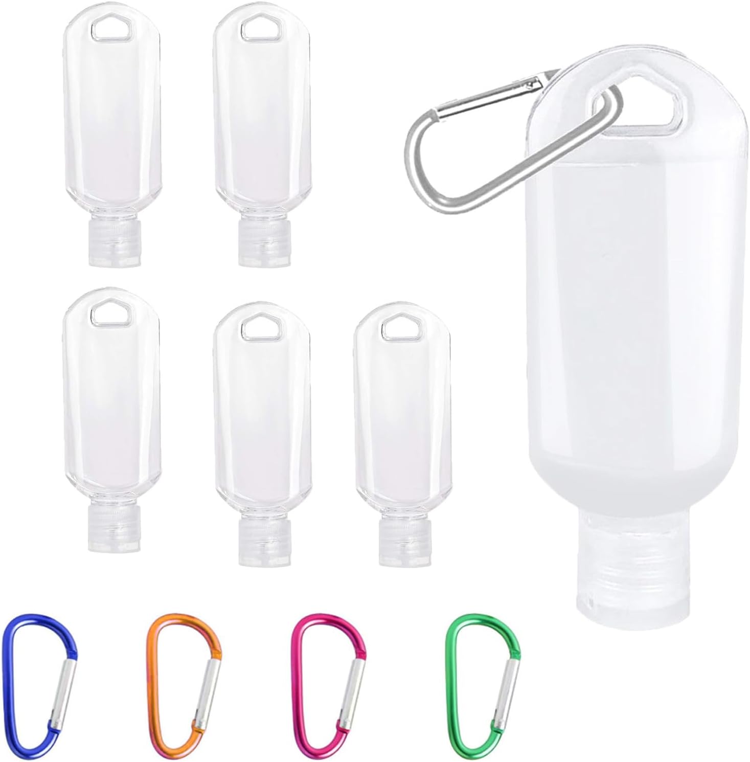5pcs Clear Portable Travel Bottles,Hand Sanitizer Containers,50ml Refillable Travel Bottle Portable with Hook,Leakproof Travel Bottles for Hand Sanitizers,Disinfectant Alcohol,Liquids,Toiletries