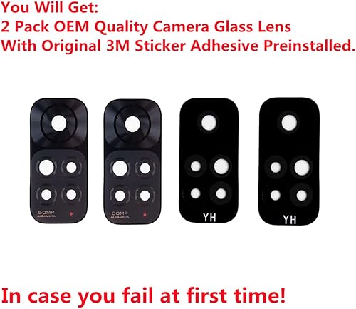 Miniatura 3 de Paquete de 2 fundas de repuesto para lente de cámara trasera para Redmi Note 11 4G 6.43" 50MP con adhesivo y kit de herramientas de reparación (Note