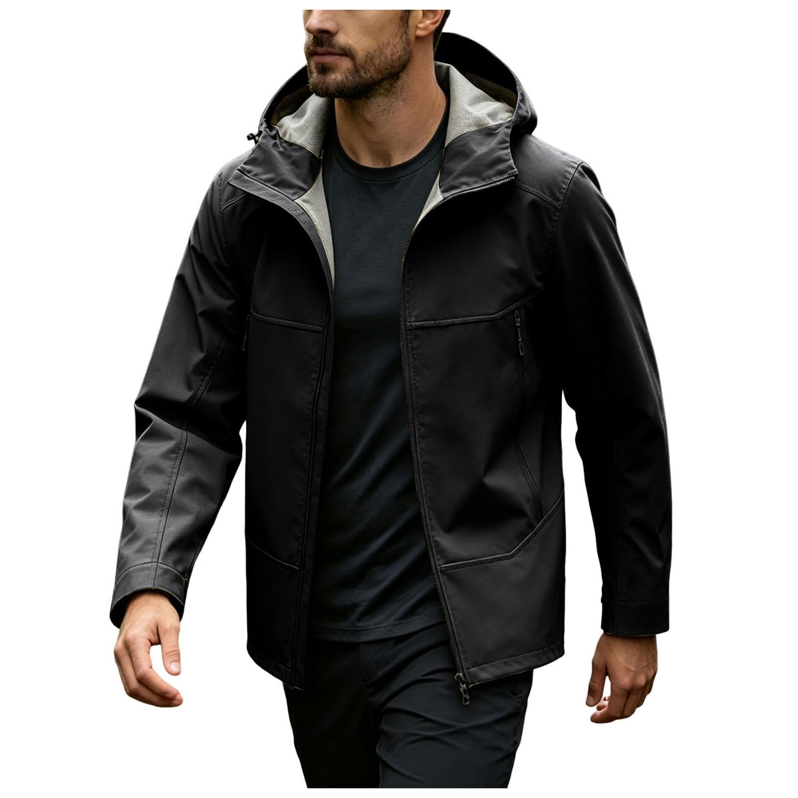 Veste Softshell Imperméable pour Extérieur, Doublure Polaire Chaude, Capuche et Poches Multifonctions, Couleur Unie, Idéale pour les Activités Outdoor et le Quotidien