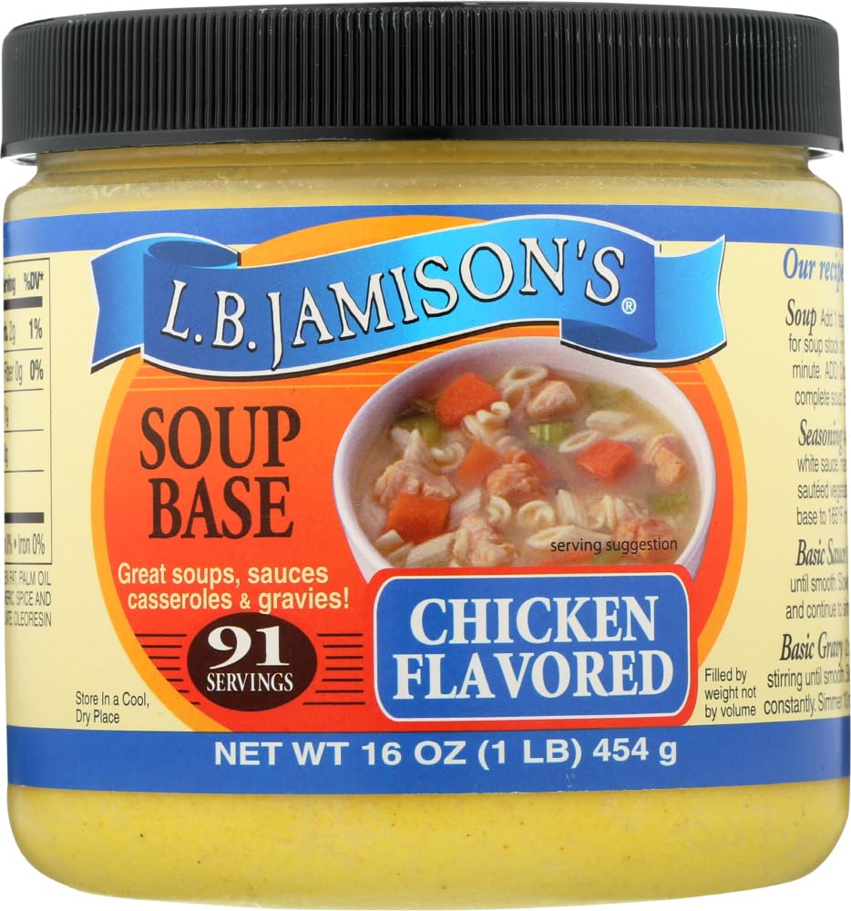 LB Jamison's Regular Soup Base, Chicken Flavored, 16-Ounce Jars (Pack of 6)