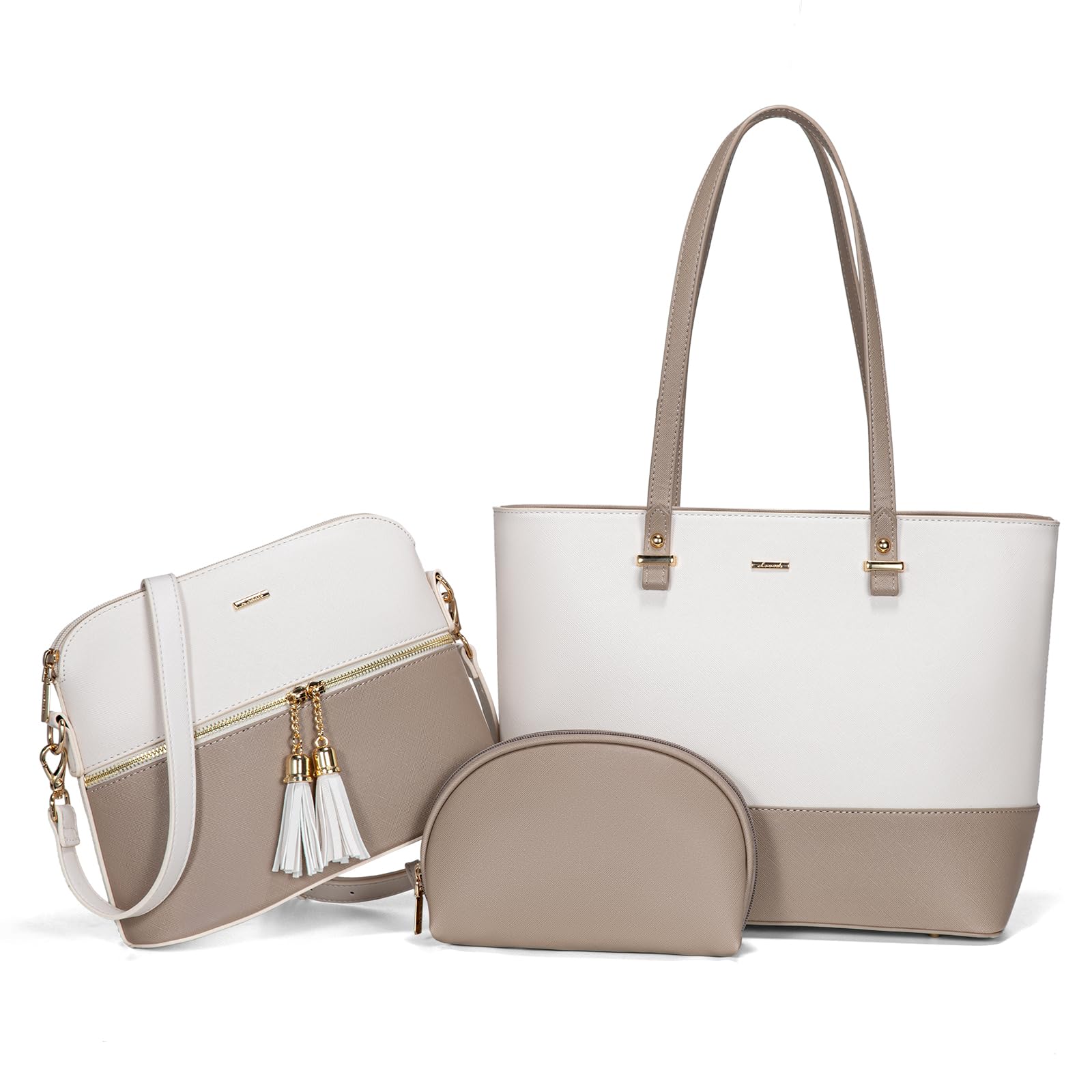 LOVEVOOK Handtasche Damen Shopper Schultertasche Damen Groß Damen Tasche Gross Leder Handtaschen 3-teiliges Set