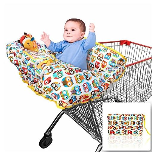 2-in-1 Croc n Frog Shopping Cart Covers for Baby Boy or Girl and High Chair Cover - with Sippy Cup Holder, Phone Storage, Teether for Babies - Perfect Shower Gifts Idea, Machine Washable - Large Size