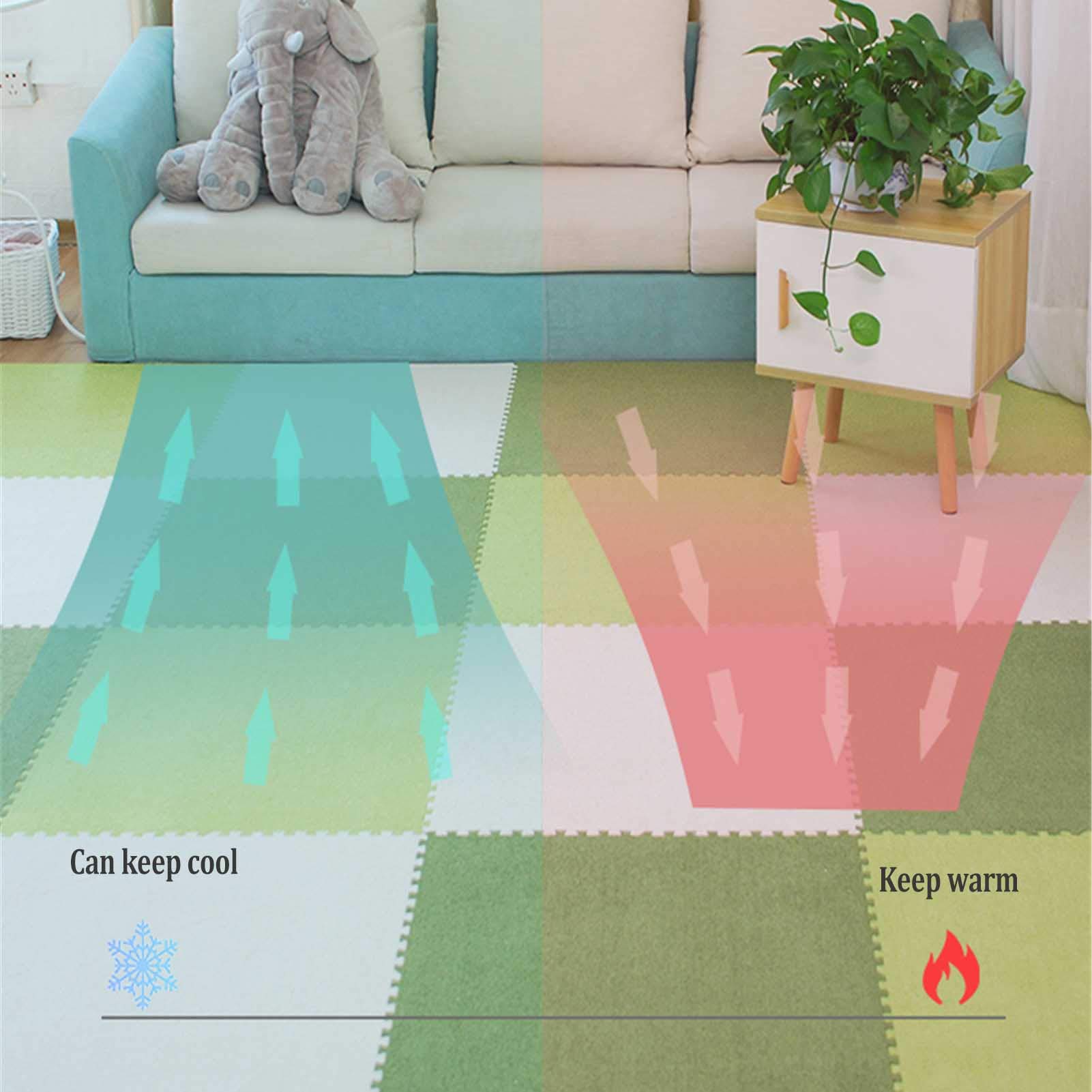 Tappetino in Schiuma da Gioco Puzzle per Bambini, Tappetini Striscianti in Peluche Spesso Adatti per Area Giochi per Bambini, Camera da Letto, Soggiorno, Palestra (23 "X 23"),Gray+Dark Gray,4