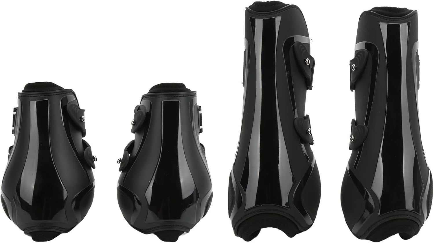 VINGVO Horse Boots, Horse Leg Wraps 4pcs PU Shell Front Hind Horse Leg Boots Horse Fly Boots Tendon Fetlock Brace Guard Boots for Riding Shock Absorbing Competition (1 Set