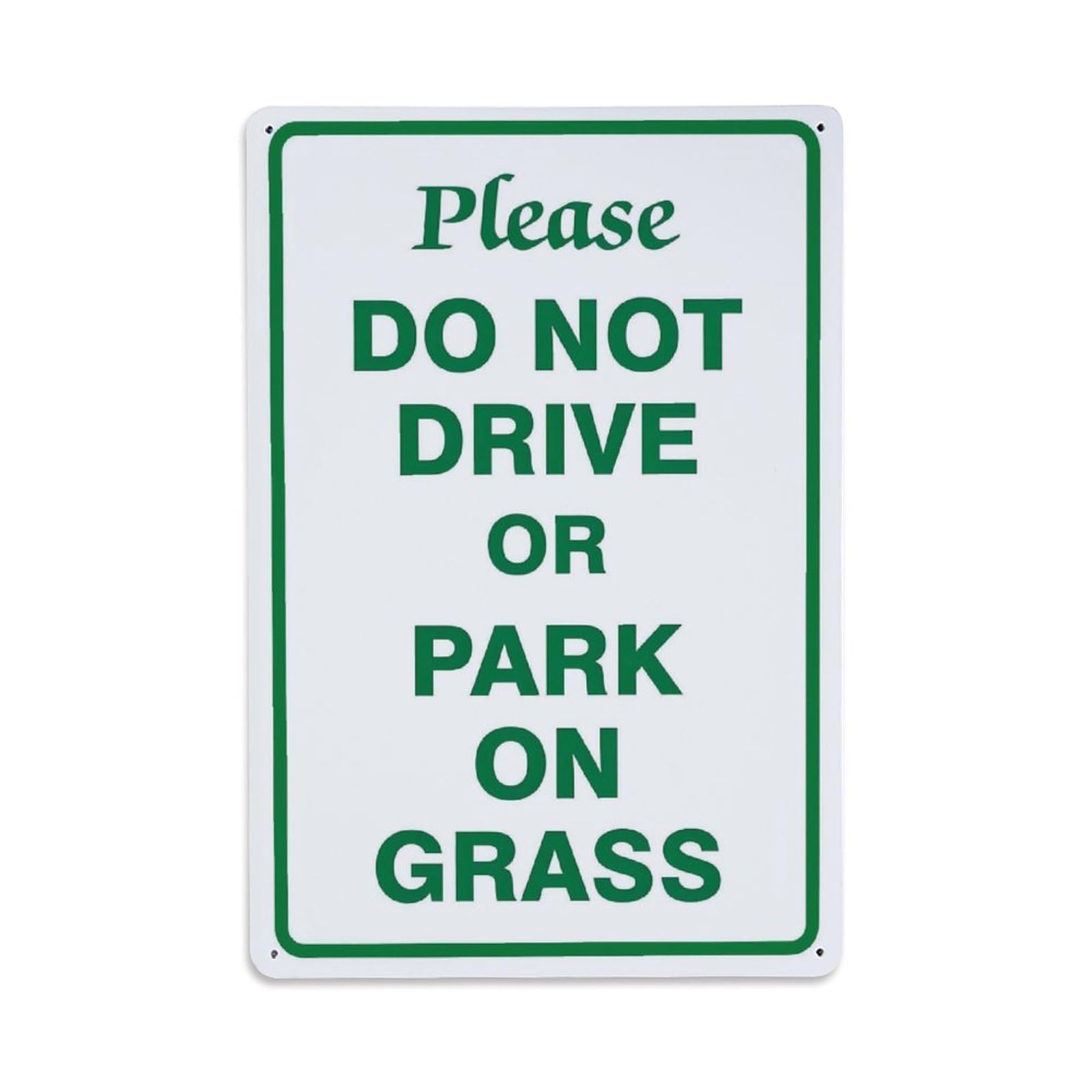 Please Do Not Drive Or Park on Grass Sign Vintage Aluminium Metal Sign, Retro Wall Decor for Home, Bar, Garage & Farmhouse 30x20cm