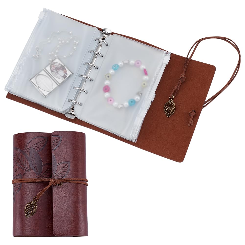 Rangement bijoux anti-perte FINGERINSPIRE petit carnet pour boucles cuir