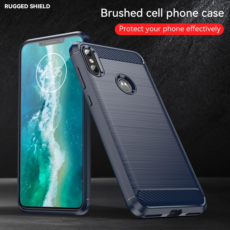 Image of Hybrid Carbon Fiber Back Case for Moto One Power (Blue)