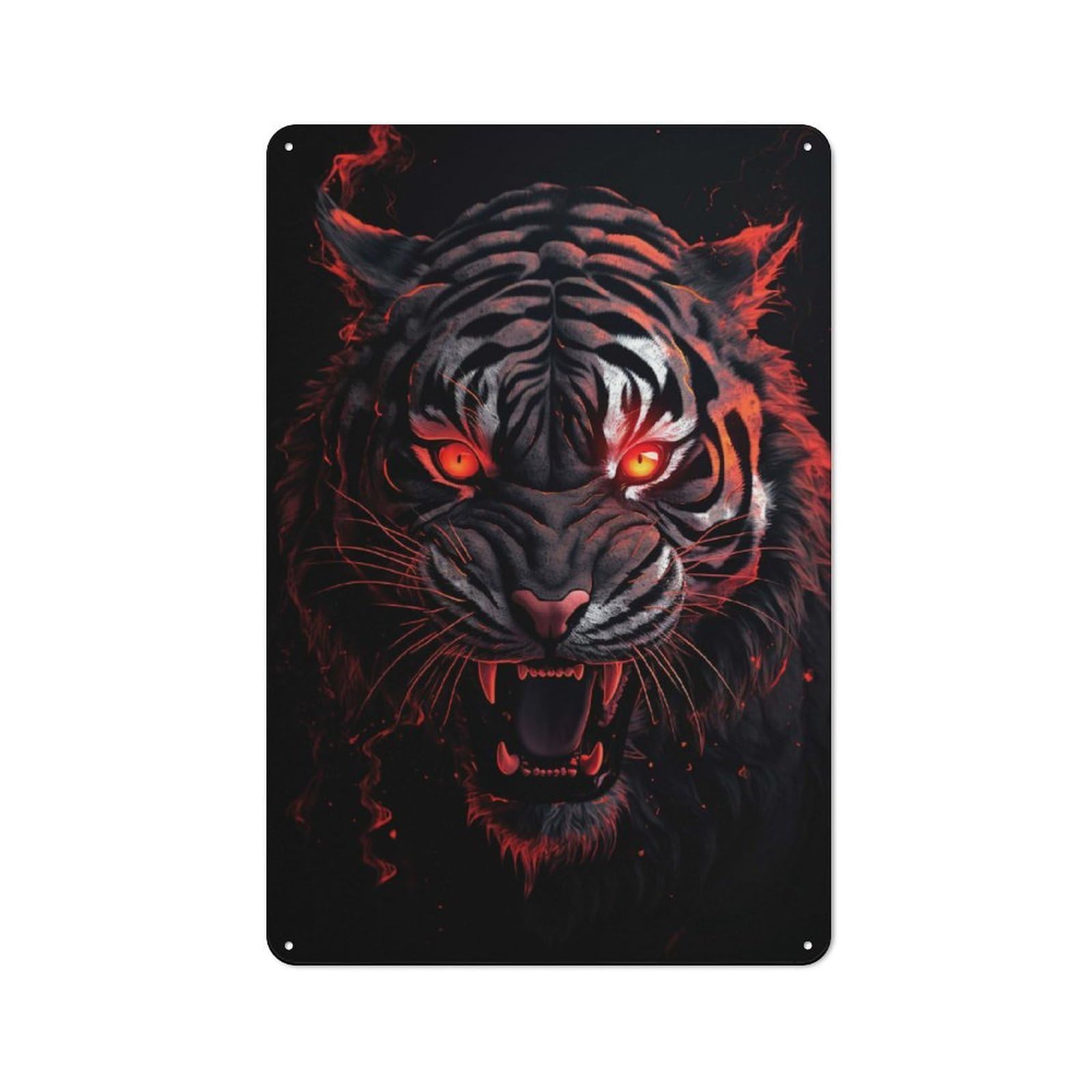 Vintage Tiger Red And Black Animal Vintage Metal Sign 30x20cm, Pub Wall Decor for Cafe, Pub, Workshop Or Home Bar