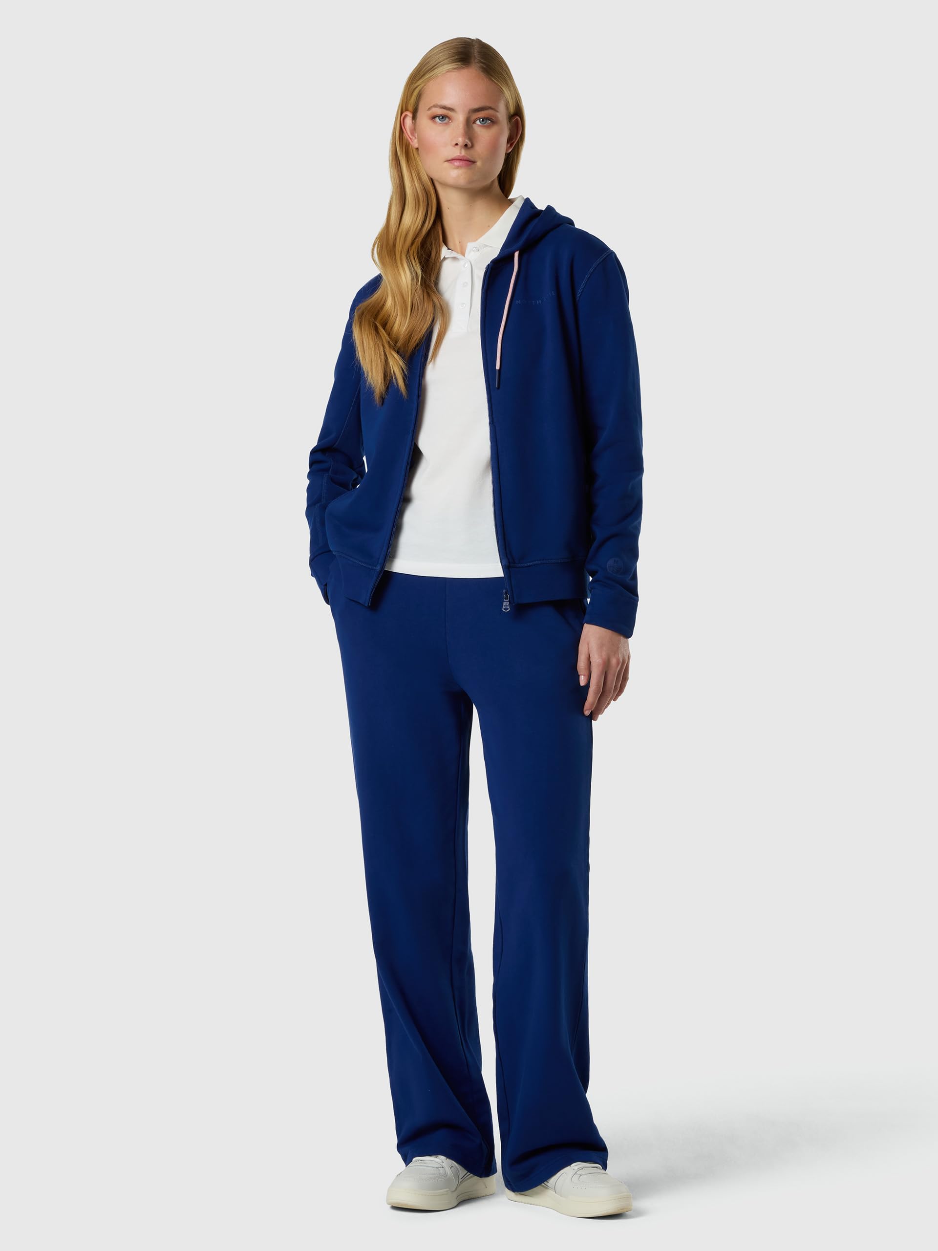 NORTH SAILS Felpa Donna con Cappuccio e Zip in French Terry Tinto in Capo