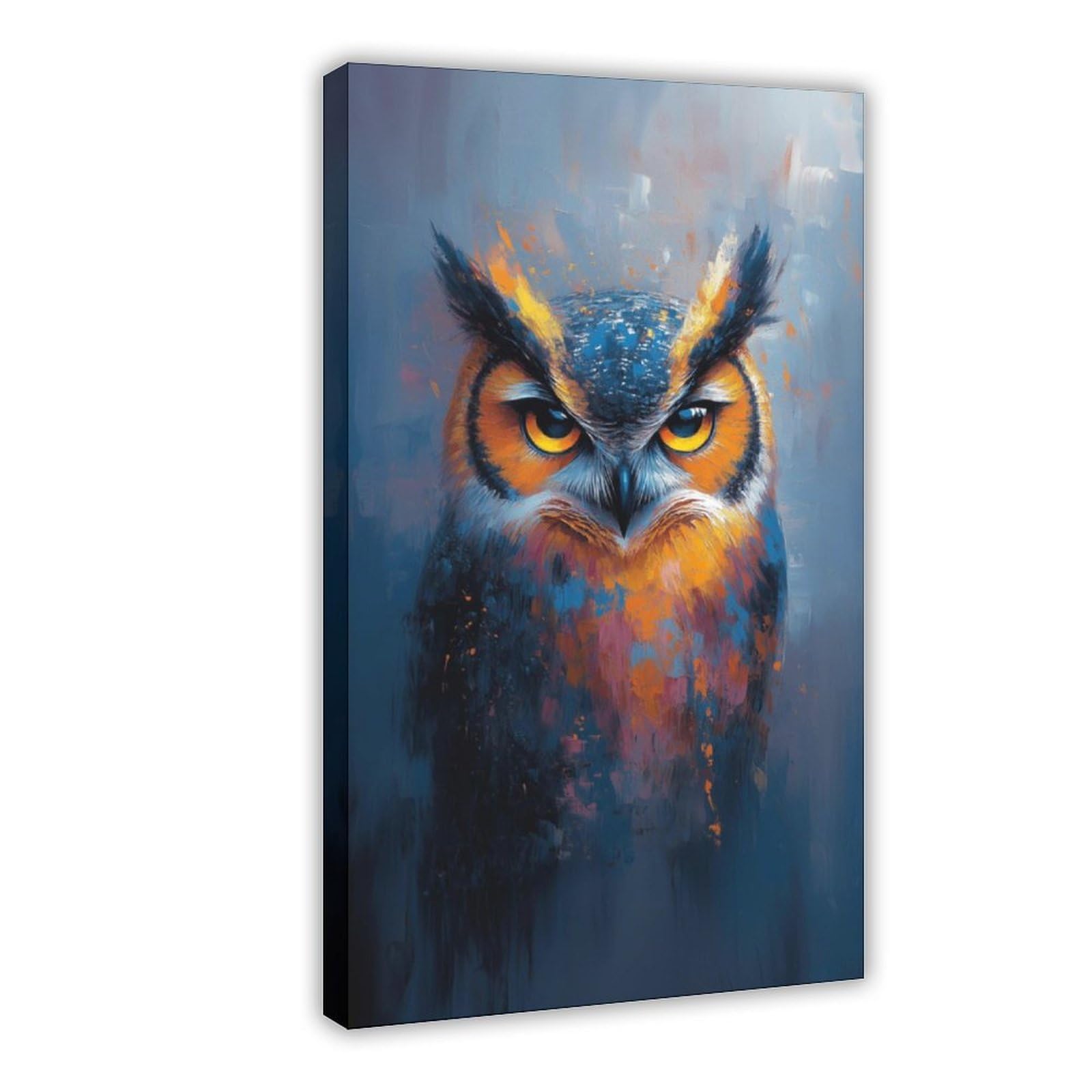 Qnvjqkdsi Frame Abstract Owl Portrait, Colorful Wildlife Art Canvas Poster Bedroom Decor Landscape Office Room Decor Gift 24" L X 36" W